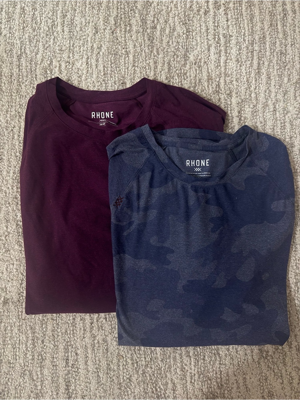 RHONE Short-Sleeve Crew Shirts in Burgundy & Navy Camo